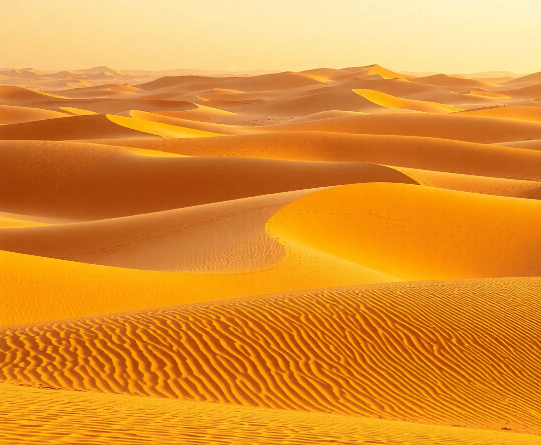 كثبان رملية ذهبية في الصحراء المغربية